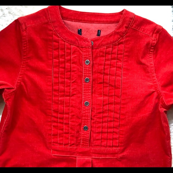 Gap Girls Red Corduroy Pintuck Dress Long Sleeve - Picture 2 of 8